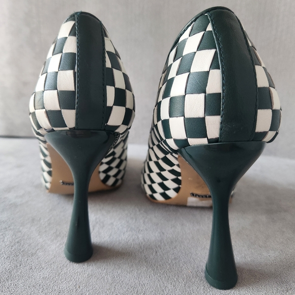 Gianni Bini Pumps 6 Green Leather Colton Intrecciato Check Square Toe New $100 - Picture 10 of 15